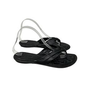 B.O.C. Born Concepts Black Leather Knot-Detail Thong Comfort Sandals US9 EU40.5